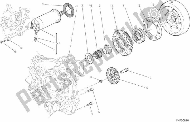 All parts for the Starting Motor of the Ducati Multistrada 1200 S Pikes Peak USA 2013